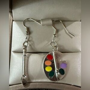 Artist Palette and Brush Earrings